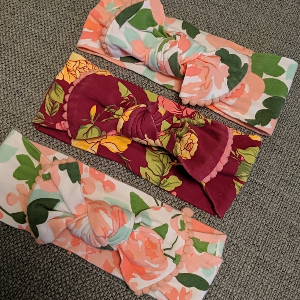 Set of 3 Floral Baby Headbands